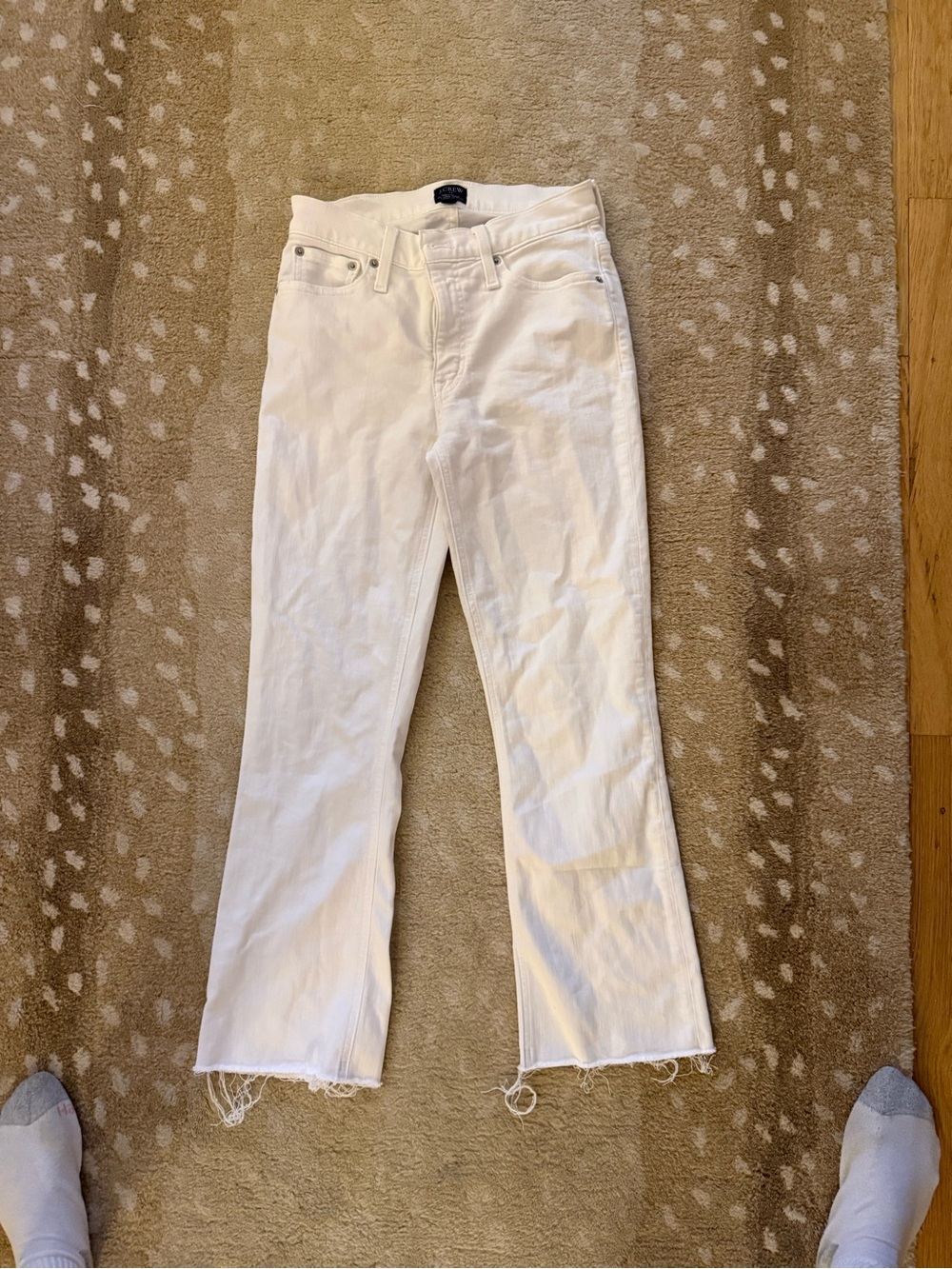J. Crew White High-Rise Cropped Straight Jeans